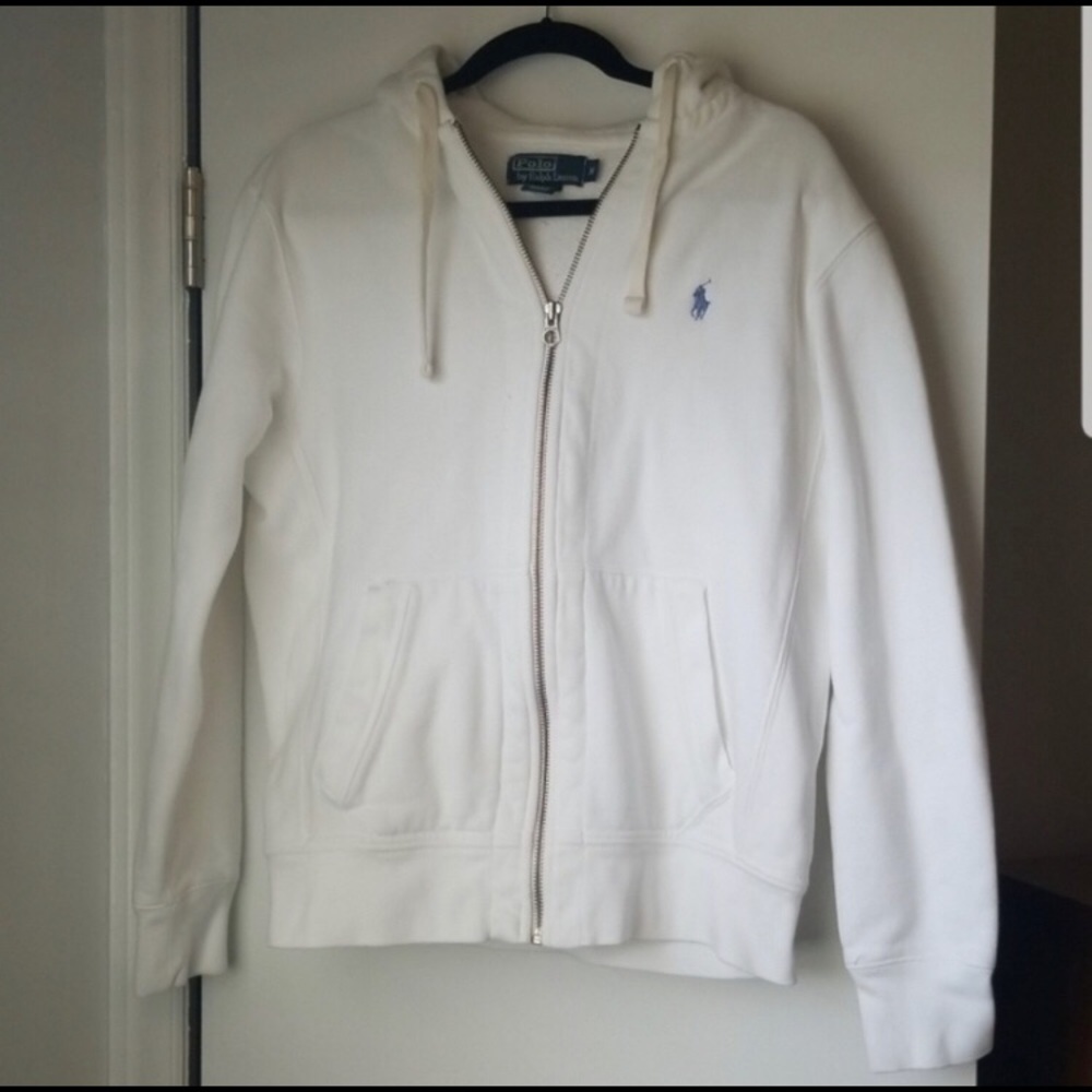 Polo Ralph Lauren Men's White Zip Up Hoodie